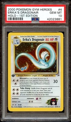 PSA 10 GEM MINT Erika's Dragonair 4/132 HOLO Gym Heroes 1ST