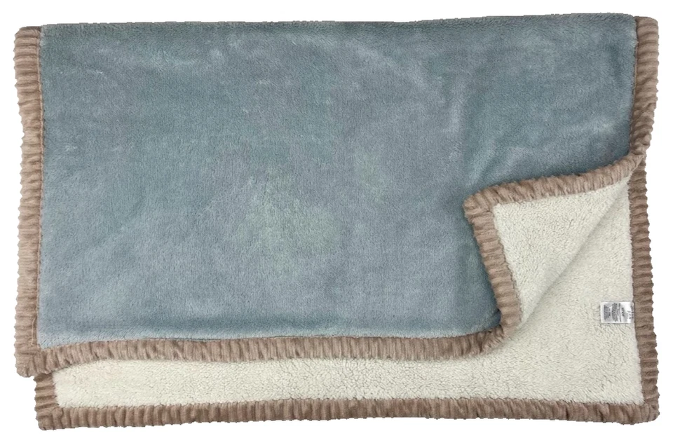 Manta de bebé gris azul garbanzo marrón acanalada beige sherpa espalda suave amorosa Foto 2 de 3