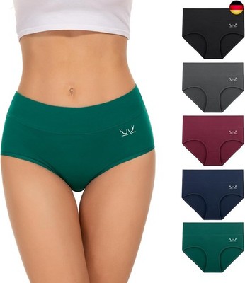 TANSTC Unterhosen Damen 5er Pack Stretch Baumwolle Hohe Taille Slips