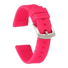 Silicone Watch Bands 20mm Soft Watch Bands with Silver Buckle, Pink