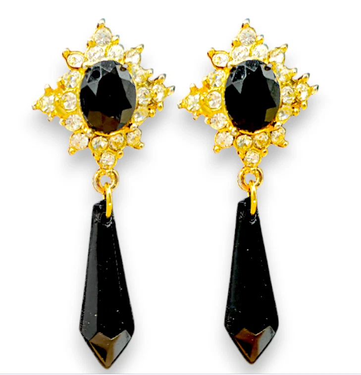 Conjunto de joyas elásticas de renacimiento victoriano negro y dorado Foto 4 de 4