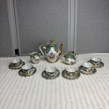 Bavarian Demitasse Tea Set Gold-Rim Teapot Cr...