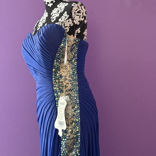 Mambo Couture Sz 10 Dress Gown Prom Women Long Blue Wedding Bridesmaid Strapless