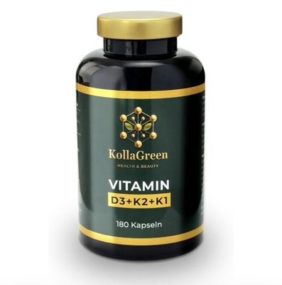 KollaGreen Vitamin D3 + K2 + K1 Hochdosiert 180 vegane Kapseln