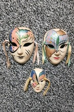 Vintage Venetian Style Wall Mask Set of 3 Decorative Hanging Masks Retro