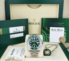 ROLEX 40mm acciaio inox SUBMARINER quadrante verde HULK con CARD 116610LV SANT BLANC