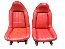 1973-77 Chevy Monte Carlo A-body Pair Lh Rh Front Swivel Bucket Seats Red Vinyl