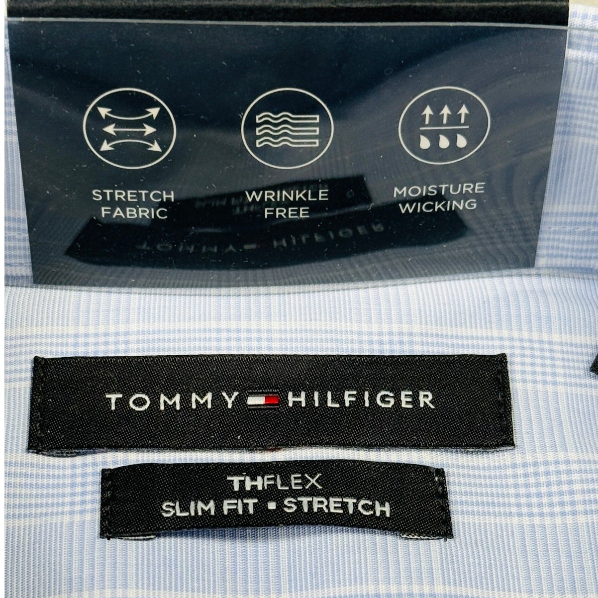 Tommy Hilfiger Men's Flex Essentials Slim-Fit Dress Shirt Blue 15.5 34-35 $85 image 5