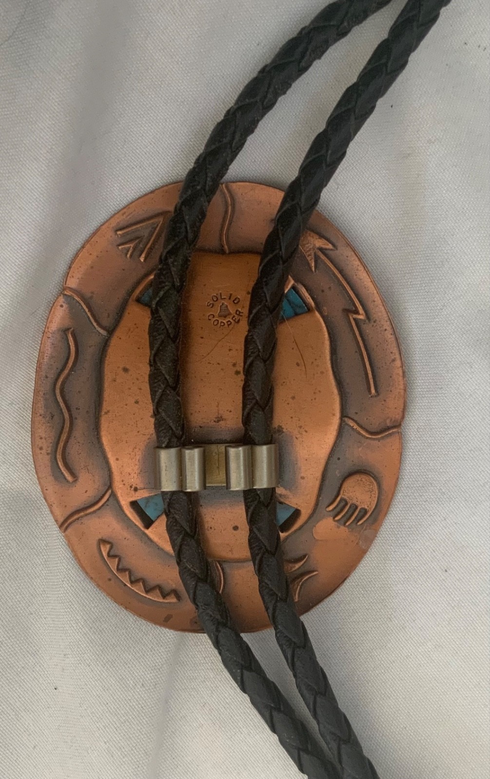 Vintage Solid Copper Bolo Tie Native Am. Bell SW … - image 3