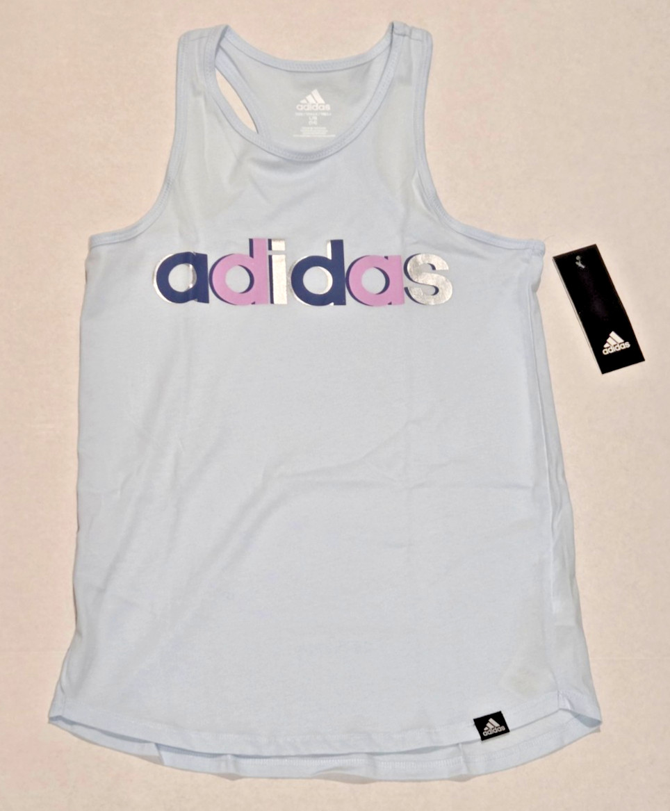 Adidas Girls Youth Sleeveless Tank Top Size L (14) Light Blue