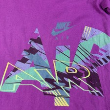 Nike Air T Shirt Mens Large Spell Out Purple Made In USA Single Stitch Vintage