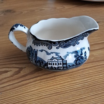 Royal Worcester Palissy Avon Scenes Sahne kännchen Porzellan blau/weiß England