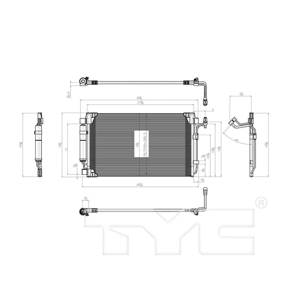 Condensador de aire acondicionado TYC 4128 para Nissan Altima Máxima 07-19 Foto 2 de 4