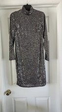 THE LIMITED Silver Sequin Cocktail Party Dress - Women’s Size S Shimmer Sparkle