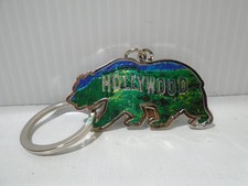 COLORFUL BLUE METAL BEAR HOLLYWOOD 1" X 2" KEY CHAIN KEYRING UNBRANDED KC257A 
