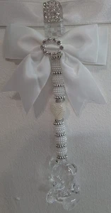 Pram charms*new*clear Crystal Teddy With Mixed Beads White Bow 