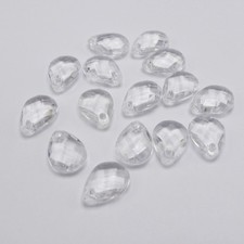 200pcs Clear Transparent Acrylic Faceted TearDrop Pendants 17mm Top Hole beads