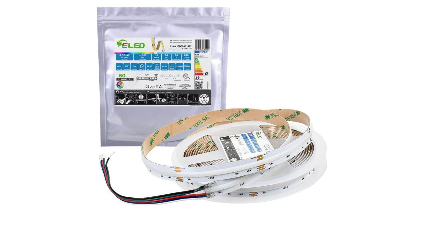 Светодиод Taśma COB RGBW 896 чипов 24V 16W + zimna 6500K CRI90 - ED00031522 /odcinki