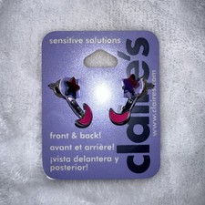 Claire  s Star  Moon Earrings Front  Back Pink Cosmic Celestial Dangle NWT HTF