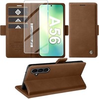 HandyhüLle PU Leder Braun Wallet Flip Case Standfunktion FüR Galaxy A56 5G