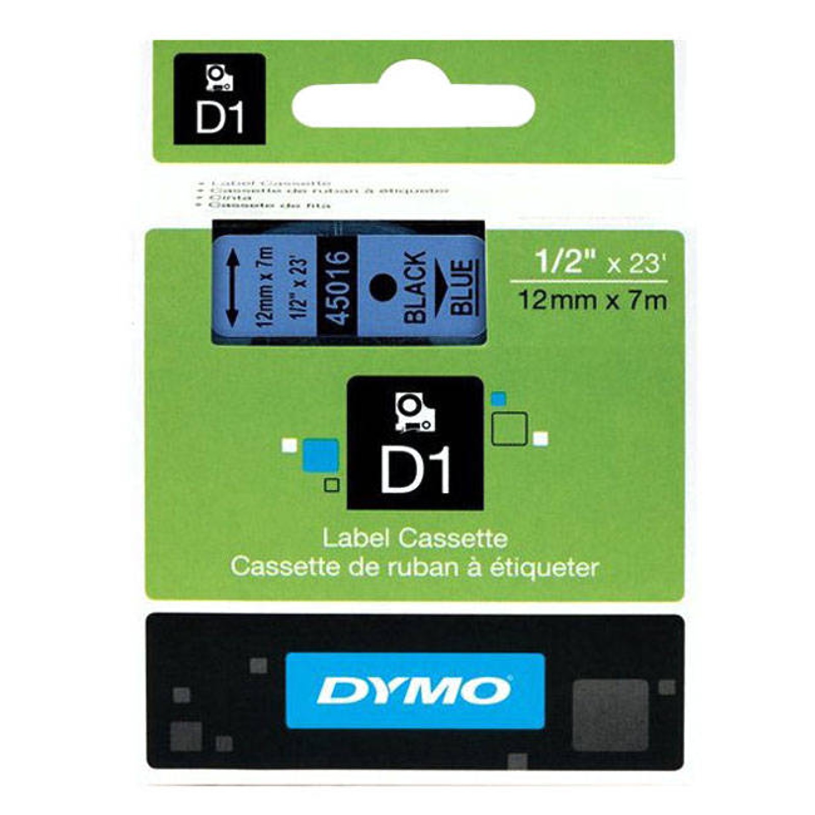 Dymo 45016 D1 LabelMaker Tape 12mm x 7m Black on Blue S0720560 ES45016 - Image 5
