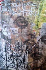 Abstract small A6 mixed media postcard Klarky  Kärd by Crooknose 