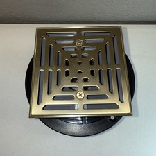 4-1/4 Inch Brushed Gold Shower Drain Square