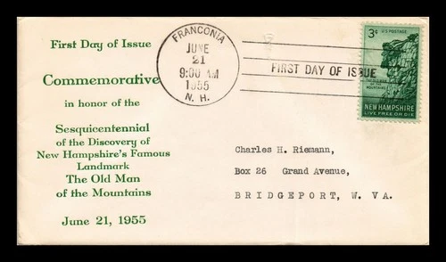 DR JIM STAMPS US COVER OLD MAN OF THE MOUNTAIN NEW HAMPSHIRE FDC HAND CANCEL
