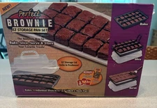 NIB...Perfect Brownie Pan Set with Bonus Recipe Guide, EZ Storage Lid & Stencils