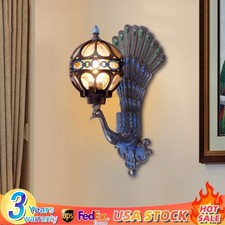 Antique Vintage Peacock Wall Light Waterproof Fixture Wall Sconce Porch Lamp