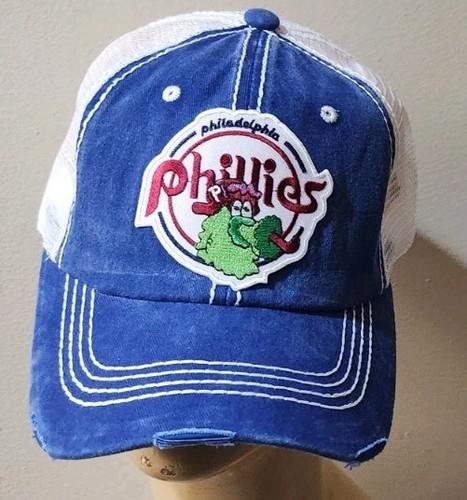 Philadelphia Phillies Phanatic Distressed Cap Royal Blue & White Mesh HAT - Picture 9 of 17