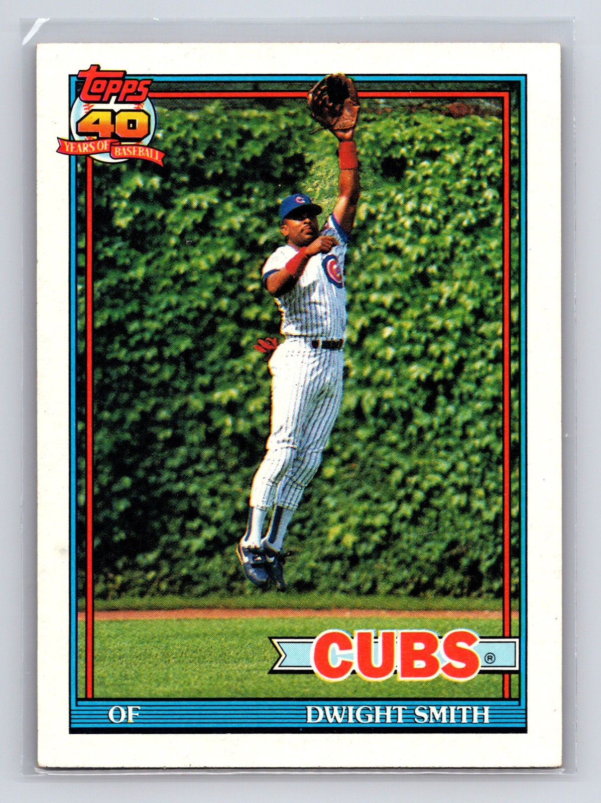 1991 Topps - Dwight Smith #463 Barely Visible 40th Anniversary Logo on Back