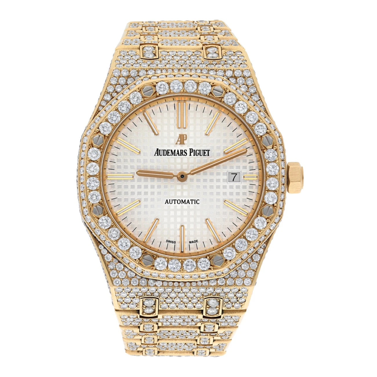 Audemars Piguet — Audemars Piguet Royal Oak Self-winding 15400 Index Dial Rose Gold Iced Out Me...