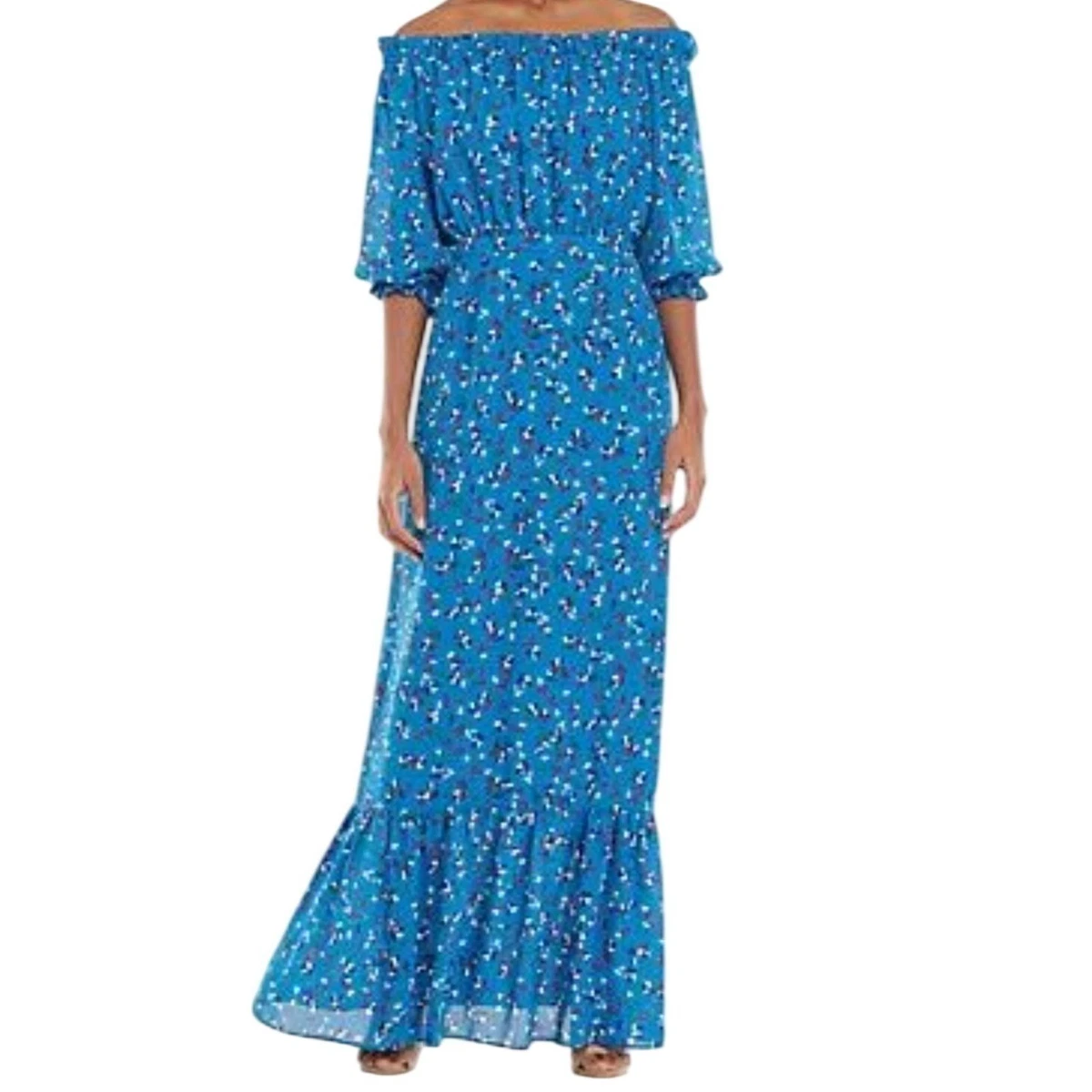 charles henry maxi dress Charles Henry Tie Sleeve Cold Shoulder Gauze Maxi Dress Cream Boho Small  Garden