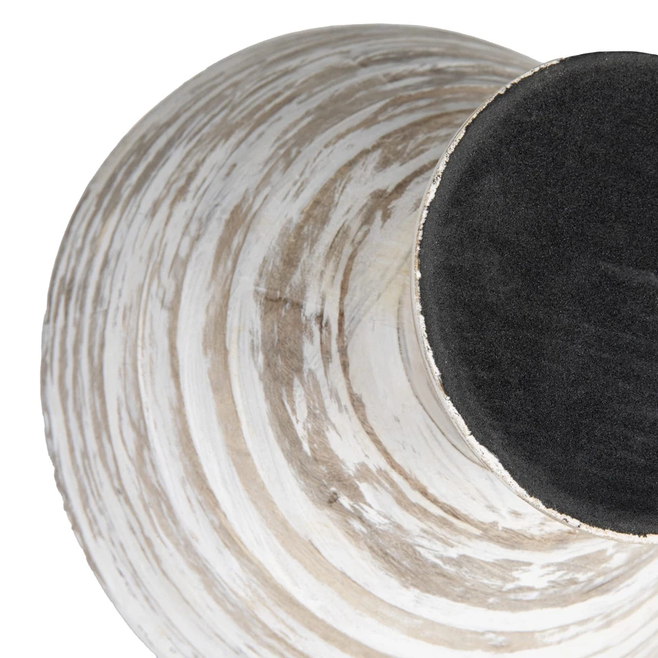 Boho Wood Pedestal Serving Bowl, White Wash Finish - Image 4 of 4