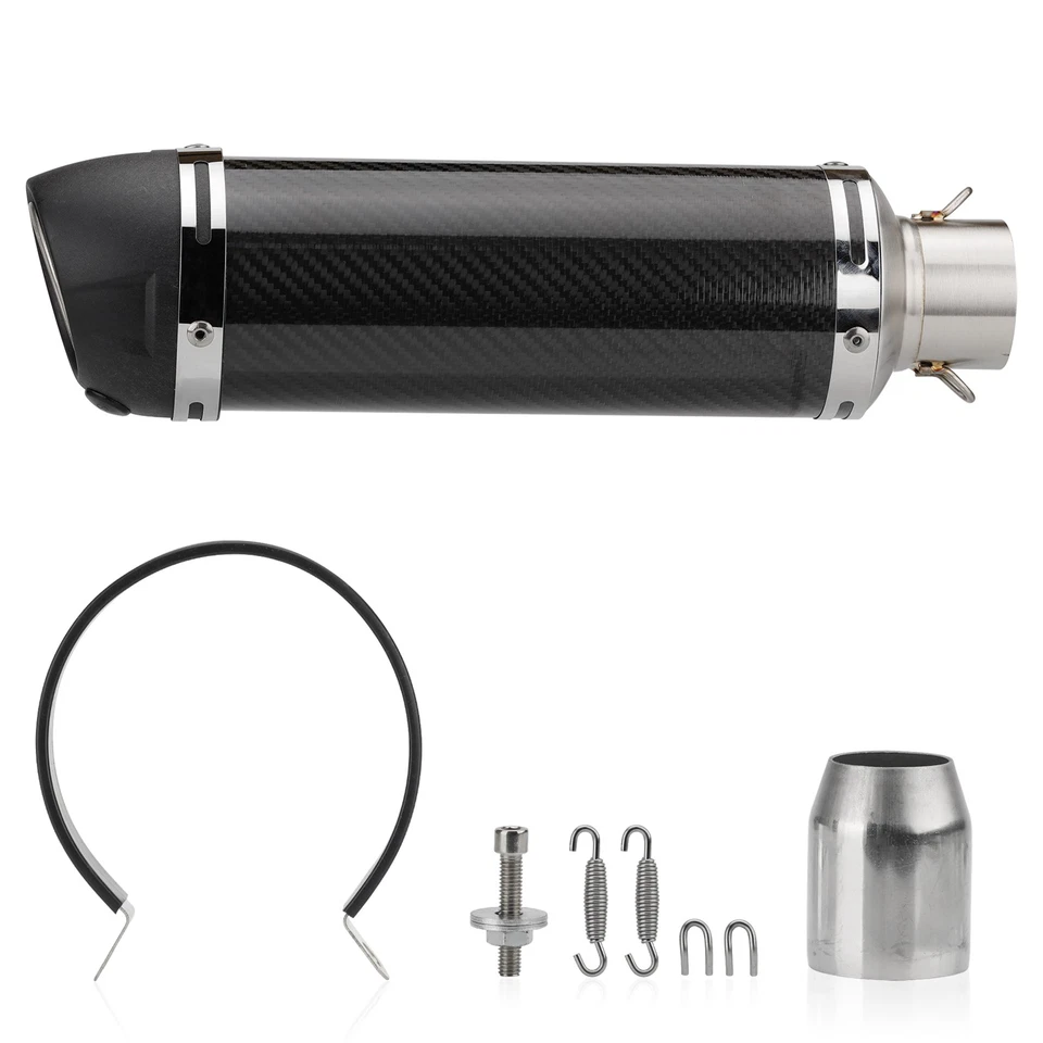 Carbon Fiber Slip On Universal Motorcycle Muffler Exhaust Tips Tail Pipe 51mm 2" - Imagem 2 de 4