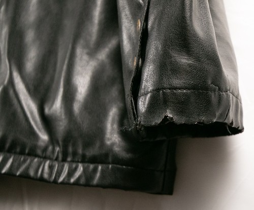 Kenneth Cole Reaction Lederjacke Herren Large schwarz gefüttert Knopfleiste Automantel - Bild 4 von 18