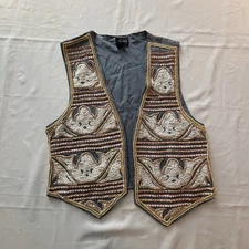 Vtg Boutique Europa Beaded Vest Women’s Size Large Granny Core