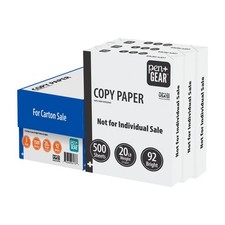 Pen Gear Copy Paper, 8.5" x 11", 92 Bright, White, 20 lb., 3 Ream Case 1,500 Sh