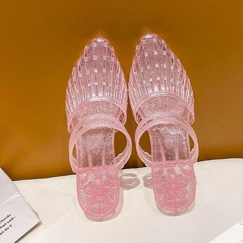 Sandalias de PVC con punta en punta transparentes deslizables zapatos con punta en punta zapatos al aire libre - Imagen 7 de 21