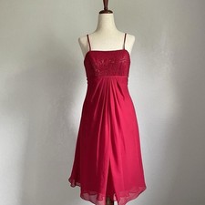 David's Bridal Red Sleeveless Bridesmaid Dress Size 6 Style F15419