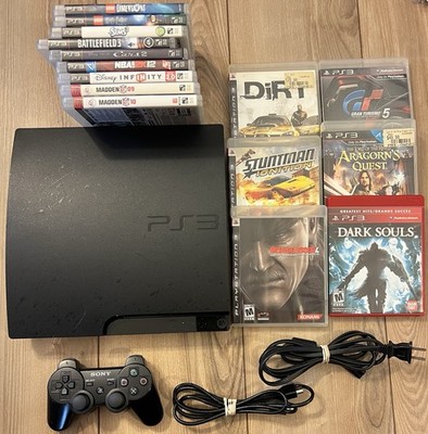 Sony PlayStation 3 PS3 Slim 160GB CECH-3001A Console Bundle 15 Games Controller