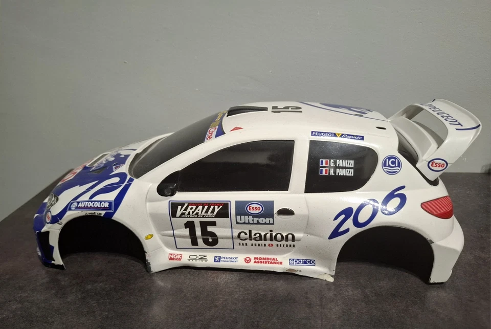 58250 TAMIYA PEUGEOT 206 MAXI CARROSSERIE et JANTES RARE VINTAGE RC - Photo 3/4