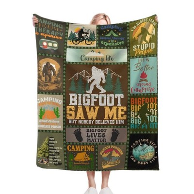 Bigfoot Camping Blanket, Gifts 60''x80''for Full/Queen, 