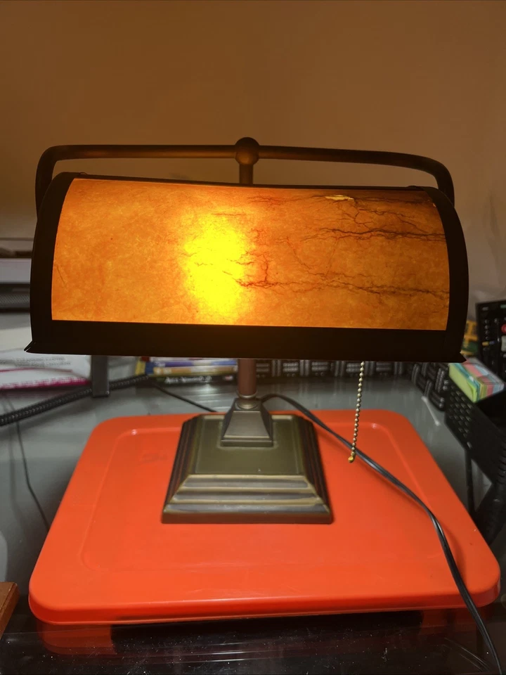 Vintage Tensor Banker's Desk Lamp Mica Shade Student Piano Heavy Free Shipping - Image 2 of 4