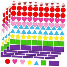 2016 Pcs Colored Shaped Stickers 7 Colors 6 Shapes Dot 3/4 Inch S-2016pcs