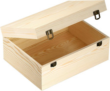 Unfinished Wood Boxes Large Wooden Boxes with Hinged Lid   12 X 9X5 Inch Keepsak