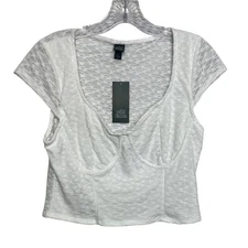 Wild Fable Womens Lace Corset Top Cropped Short Sleeves White Size XXL New