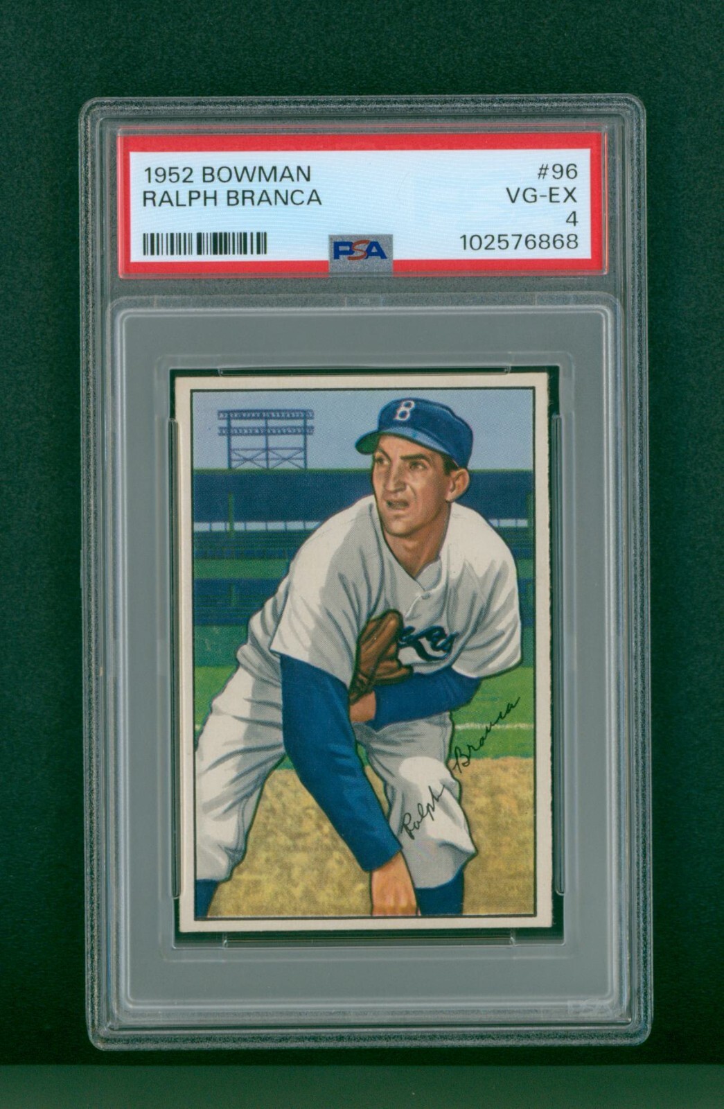 1952 Bowman Baseball Card - #96 Ralph Branca, PSA 4 VG/EX