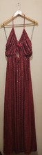 Halston Sequined Halter Gown CERISE Red PINK Sz Sm ( Sz 4/6)